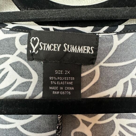 2/$30 Stacey Summers Vintage Blouson Top 2X Cold Shoulder Floral Stretch Y2K - Picture 7 of 9